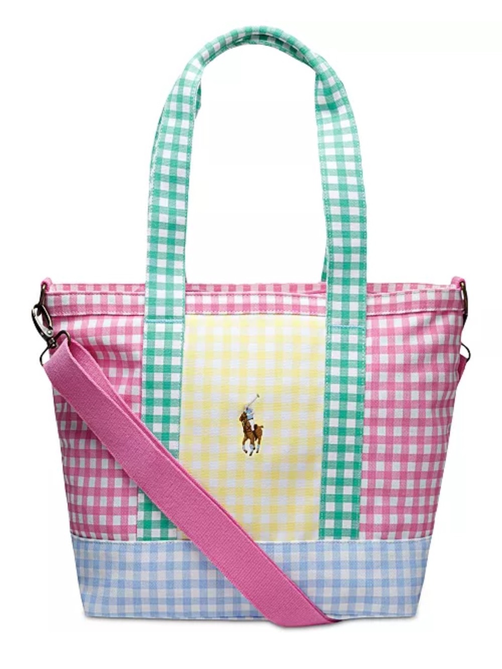 Polo Ralph Lauren womens Multicolor Checkered Tote Bag with‎ Zipper Closure
